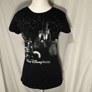 glittery silver & black Disney Parks Disney World tshirt size medium